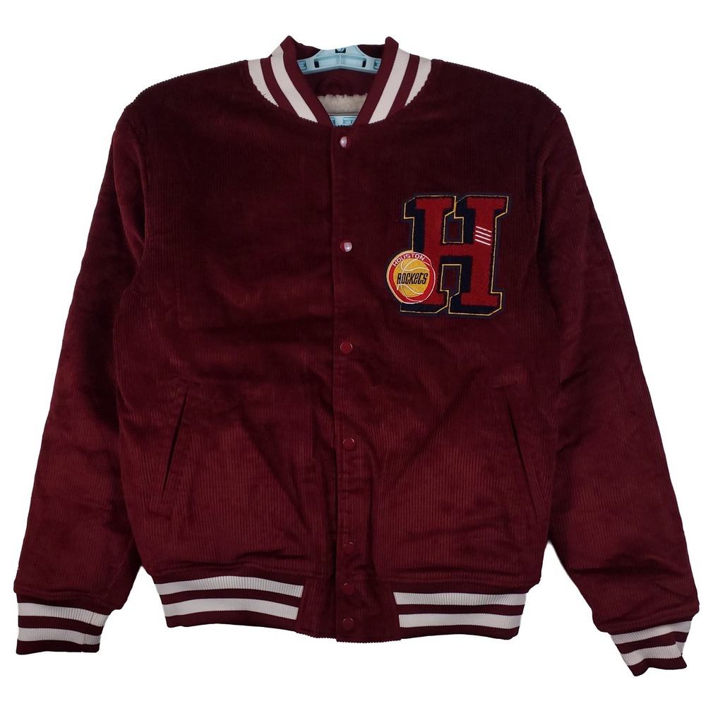 Houston Rockets Mitchell & Ness NBA Large Jacket Corduroy Fur Lined Maroon New